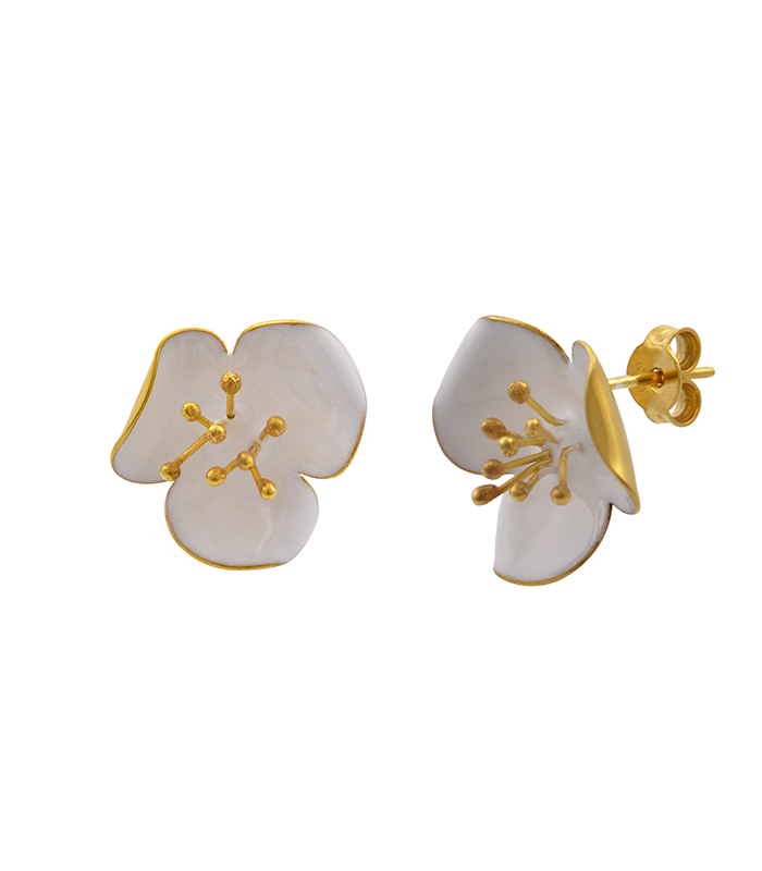 Poppies Earrings White enamel https://georgiacharaljewellery.com